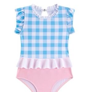 Blue and Pink Kids Swim One Piece